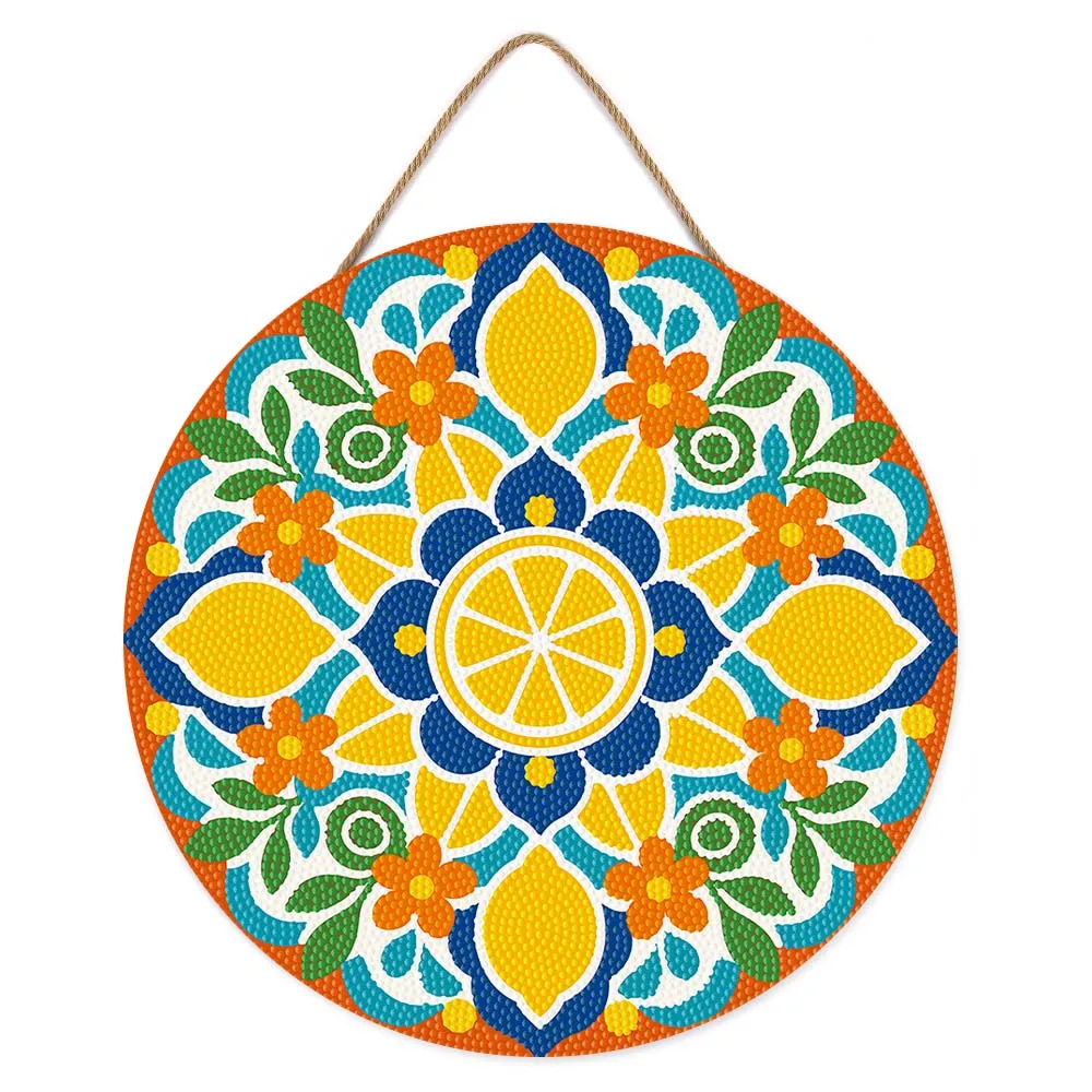Figured'Art Citrusmandala diamond painting houten schijf 30 cm rond