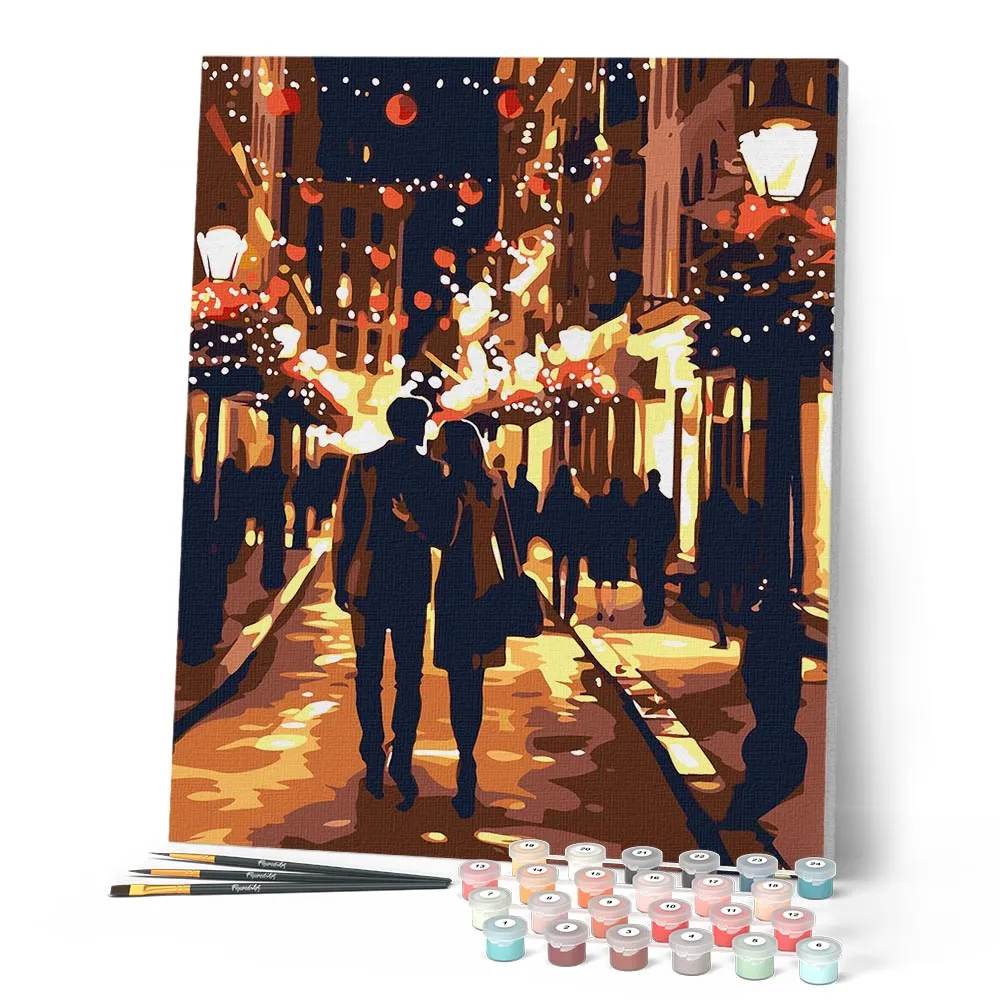 Figured'Art Romantische Kerstnacht schilderen op nummer 40x50 cm