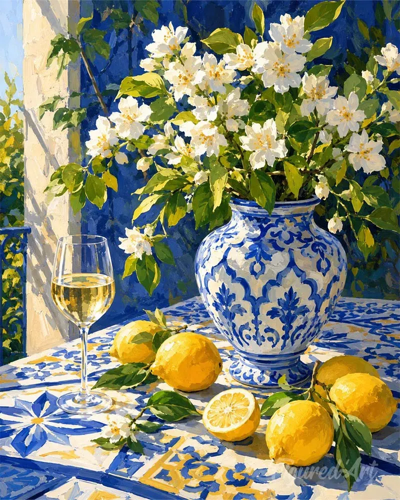 Figured'Art Mediterrane bloei schilderen op nummer 40x50 cm bloemen