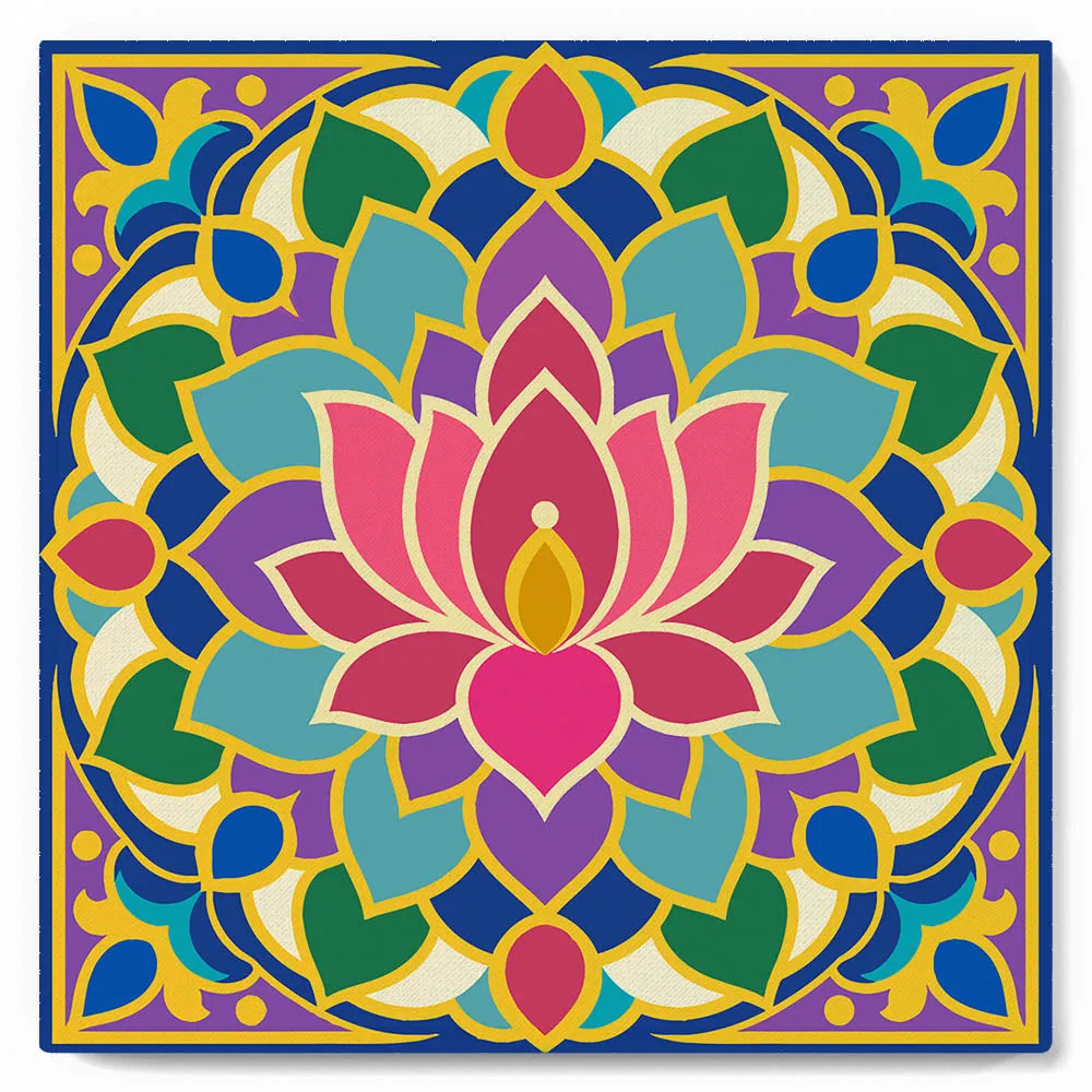 Figured'Art Lotusmandala mini schilderen op nummer canvas 20x20cm met frame
