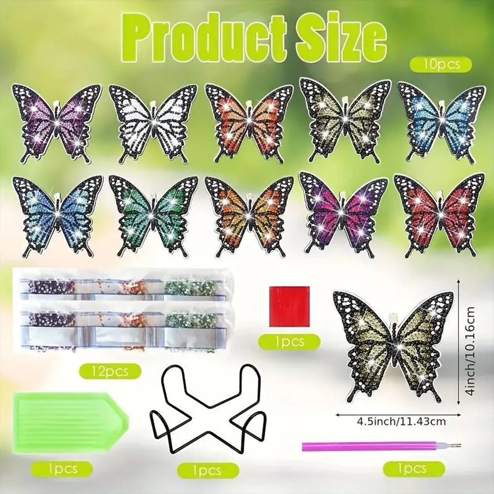 Figured'Art Vlinders diamond painting onderzetters hout set van 10