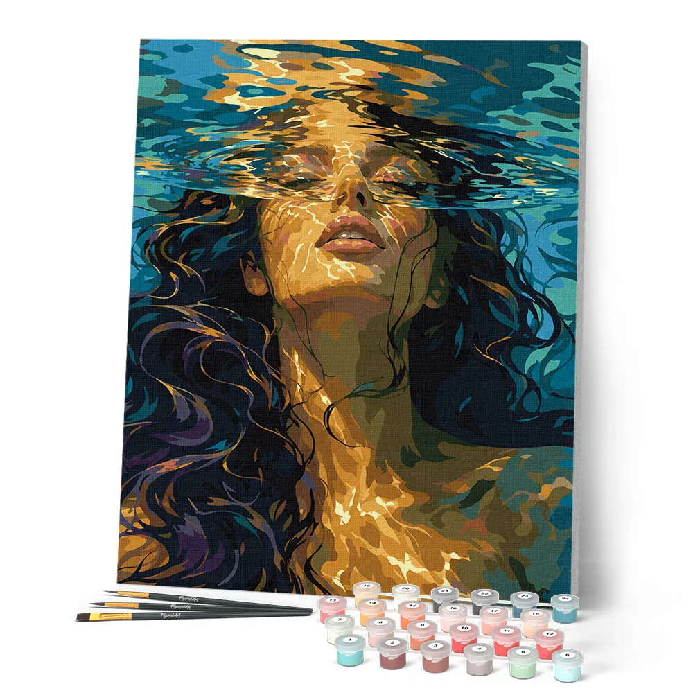 Figured'Art Onderwaterdroom schilderen op nummer 40x50 cm aqua