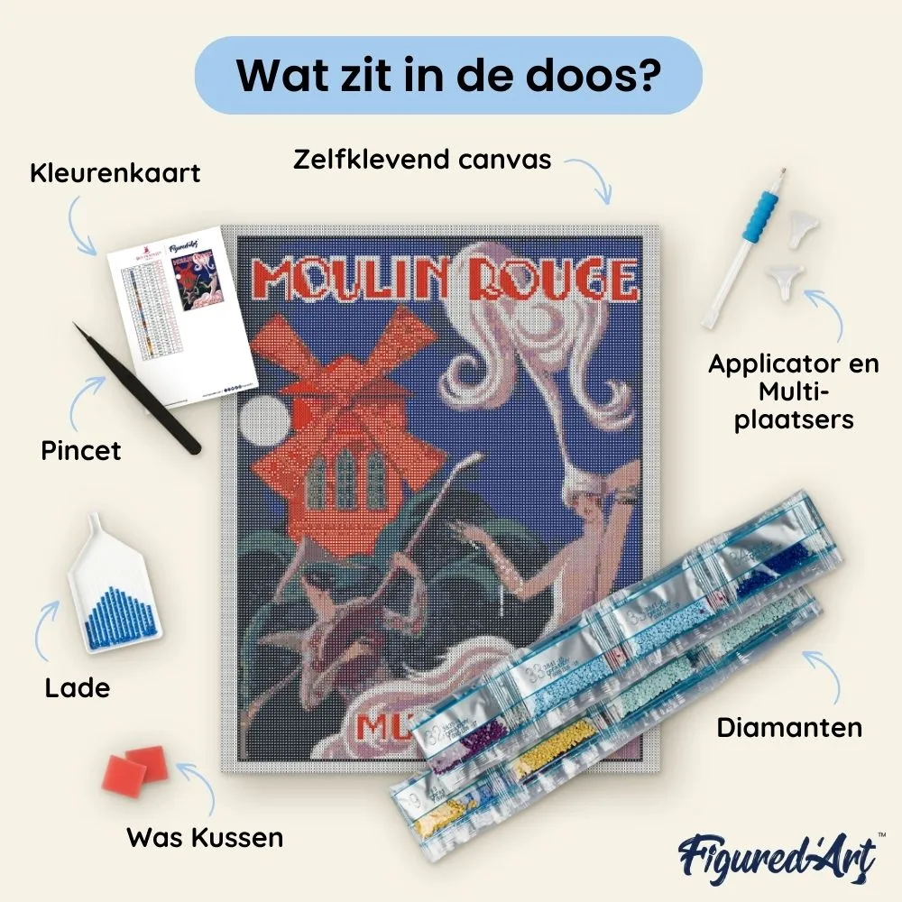 Figured'Art Moulin Rouge Music Hall diamond painting 40x50 cm ingelijst