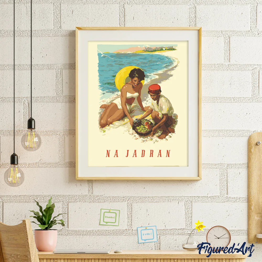 Figured'Art Kust van Joegoslavië vintage poster schilderen op nummer 40x50