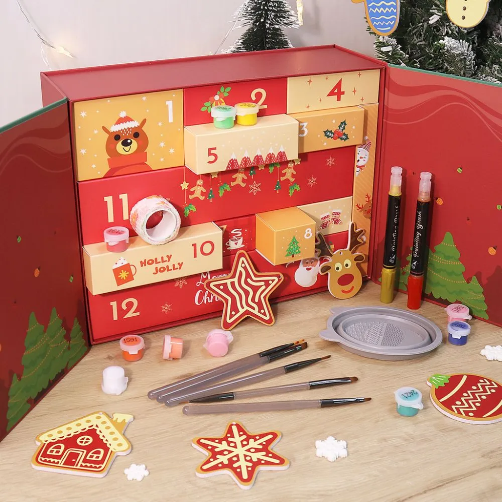 Figured'Art Gezellig & Feestelijk schilderen op nummer adventskalender rood 12 deurtjes