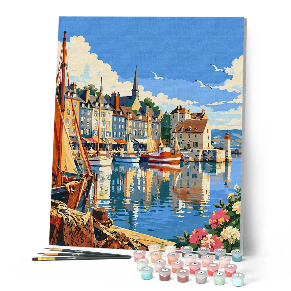 Figured'Art Haven van Honfleur schilderen op nummer canvas 40x50cm haven