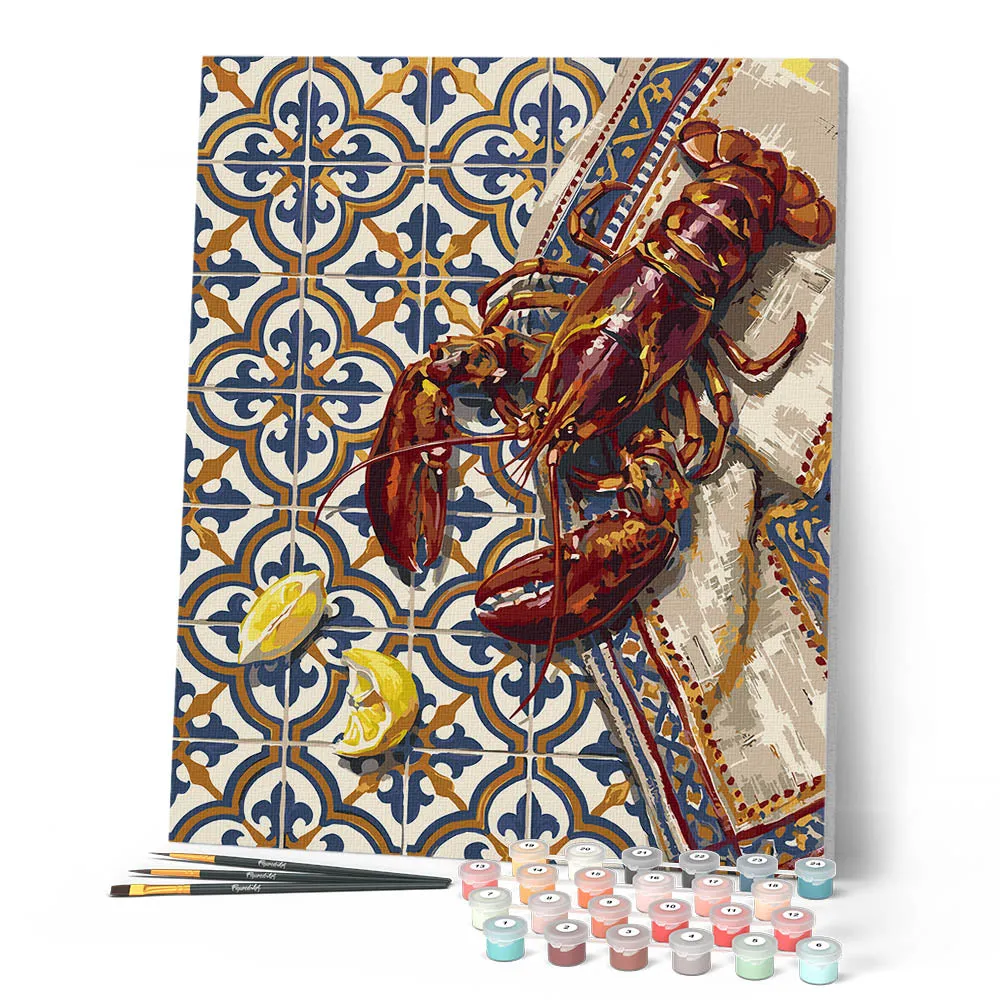 Figured'Art Kreeft en Azulejos schilderen op nummer canvas 40x50cm