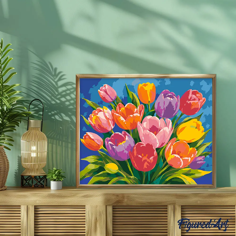 Figured'Art Tulpenboeket Schilderen op Nummer 40x50 cm eenvoudig