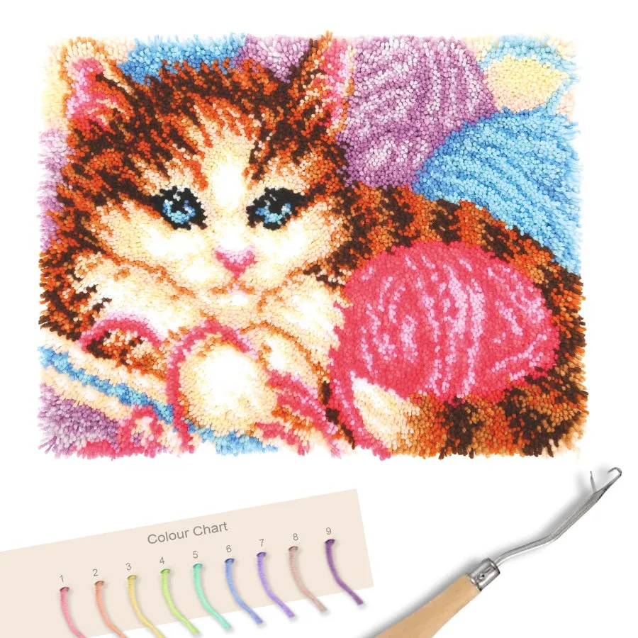 Craft Buddy Playful Cat knoopkleed pakket 48x64 kat