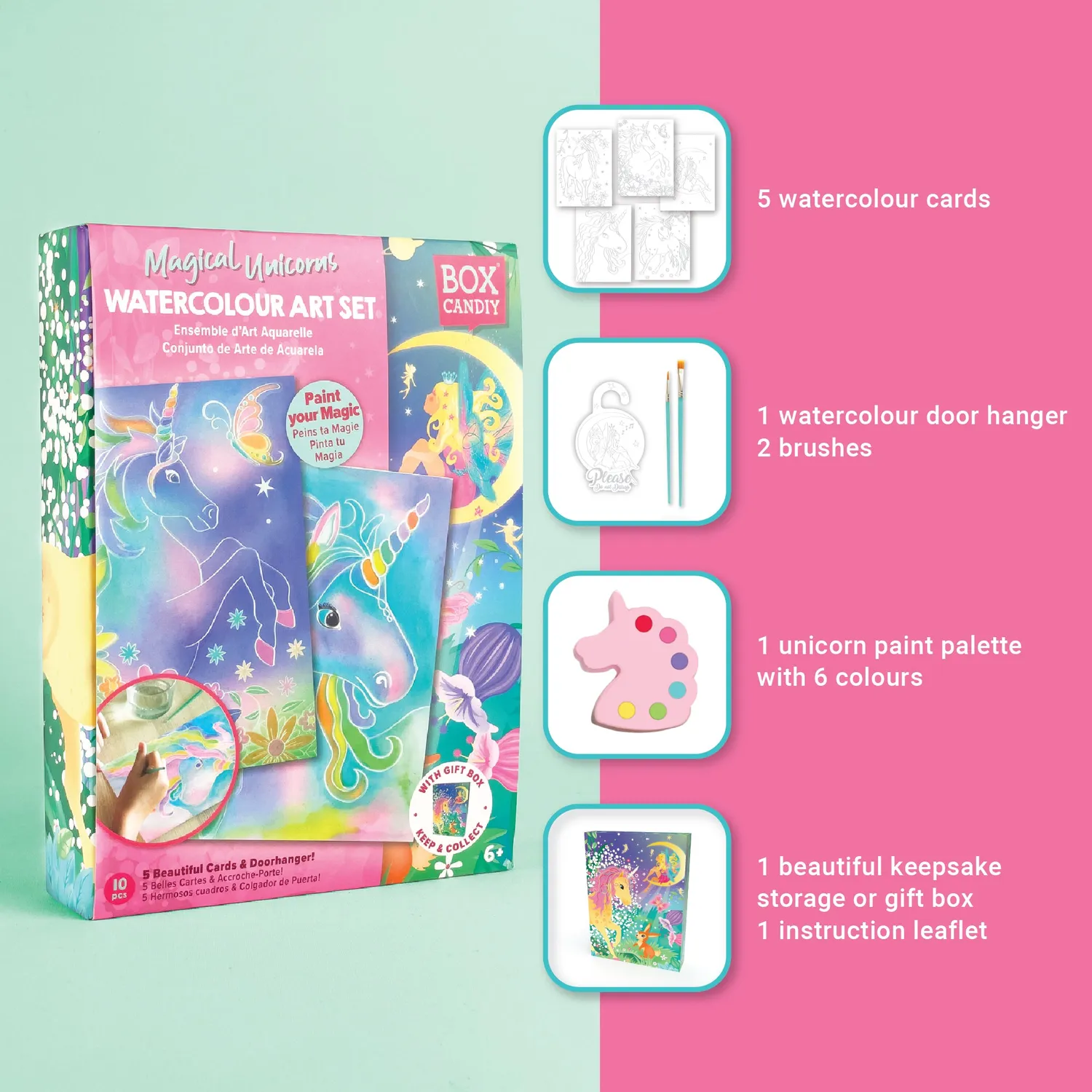 Box Candiy Magical Unicorns Watercolour aquarel verfset