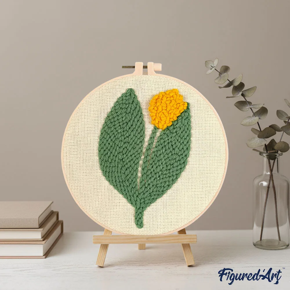 Figured'Art Punch Needle Pakket Gele Tulp 20x20 cm wol