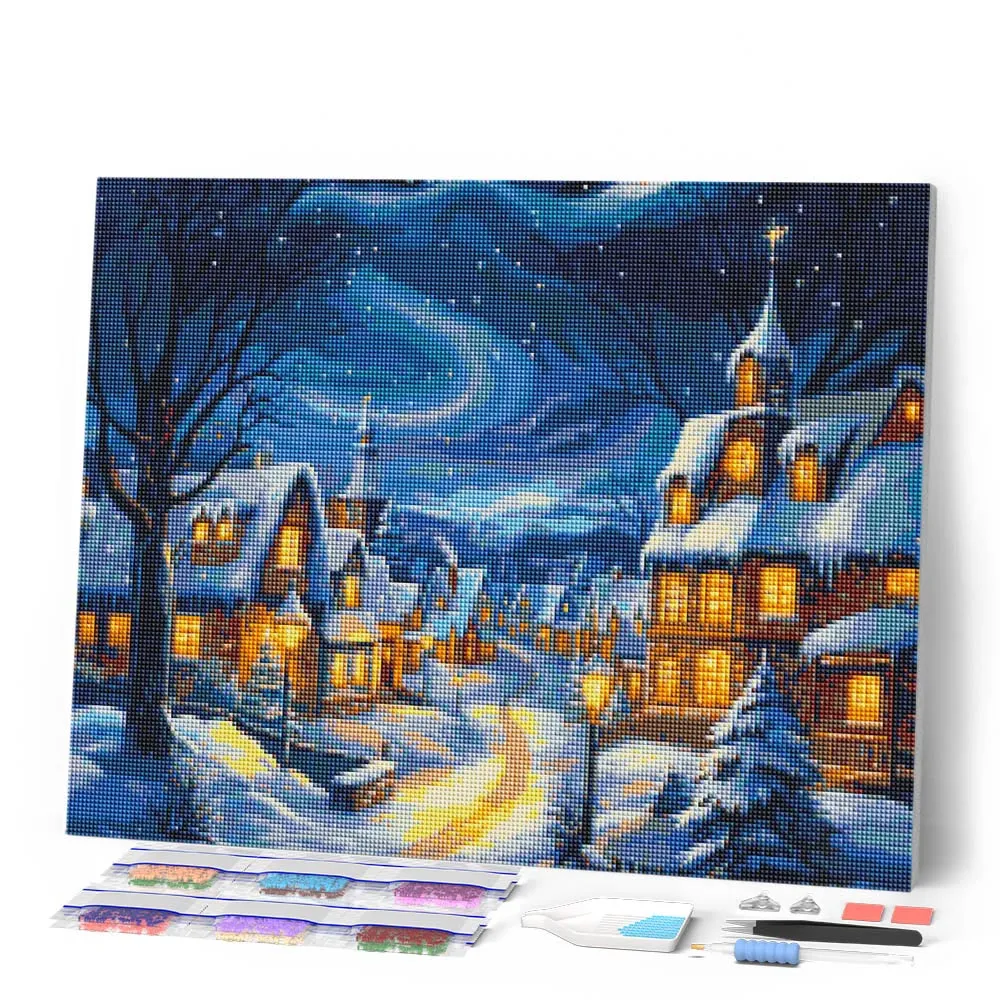 Figured'Art Sterrenkerstdorp diamond painting full drill winter