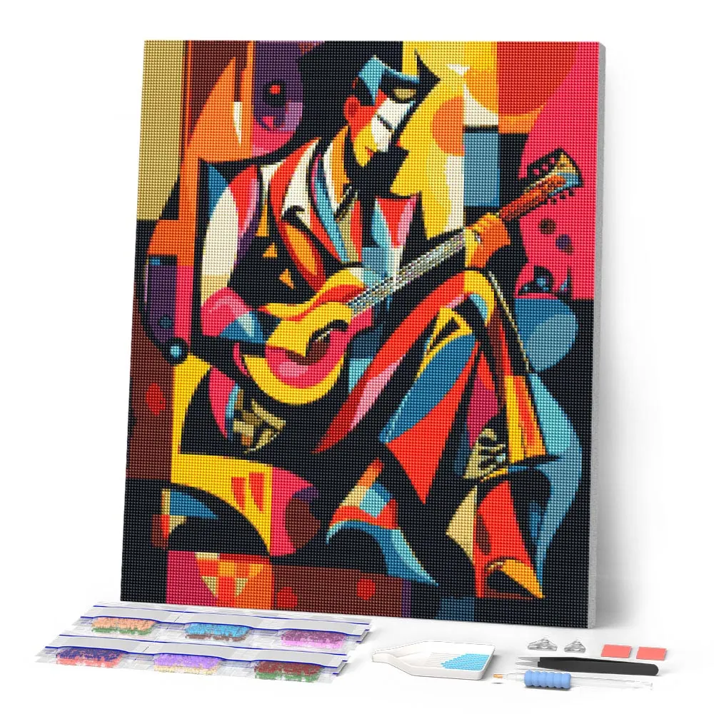 Figured'Art Gedurfd Abstract Gitarist diamond painting 40x50 cm