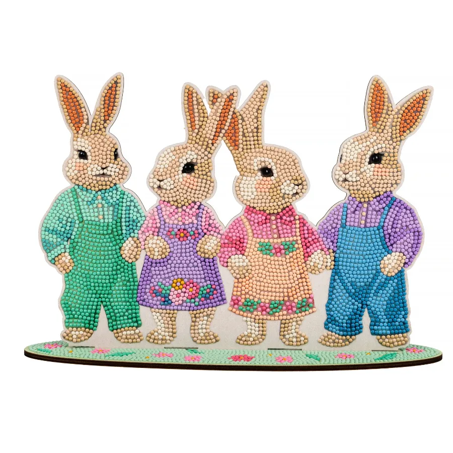 Craft Buddy Crystal Art Happy Bunny Family houten decoratie pasen
