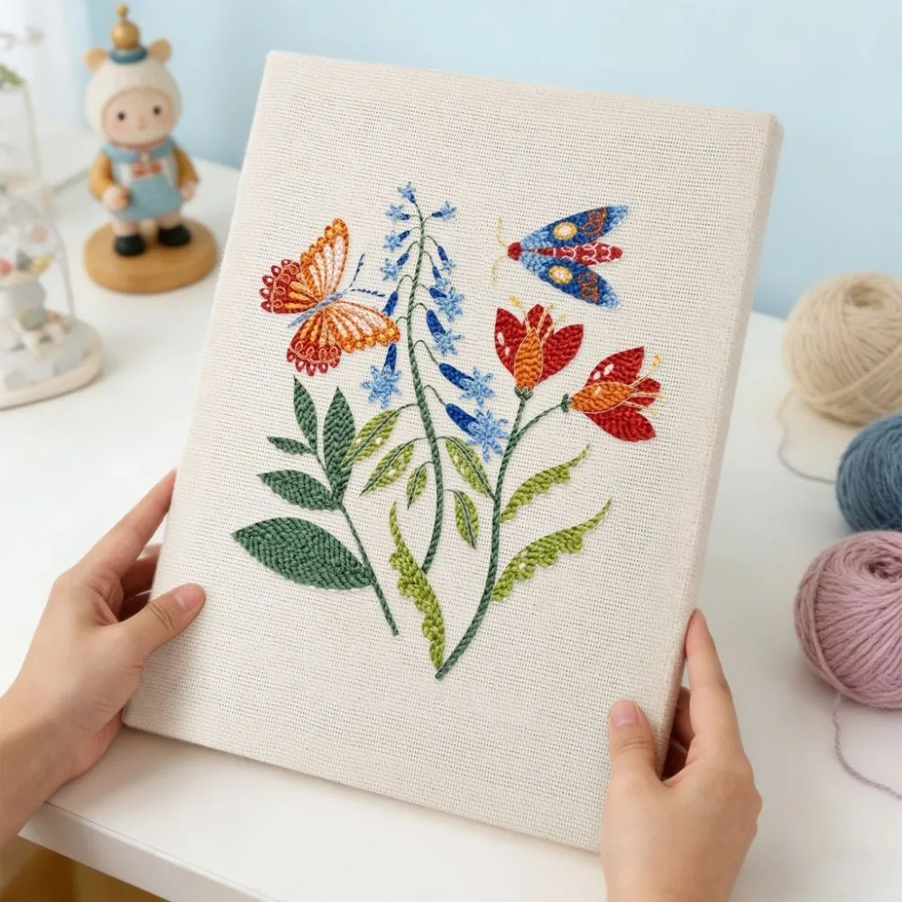 Figured'Art Bloeiende Vlinder punch needle pakket 20x30 cm