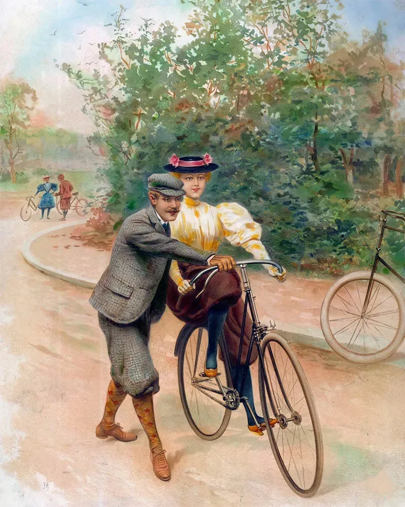 Figured'Art Romantische fietsles diamond painting 40x50 cm vierkant
